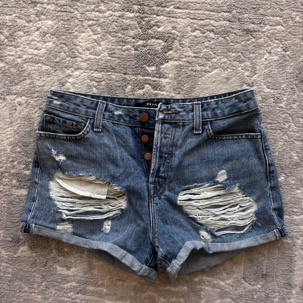 J Brand Blue Distressed Jean Shorts